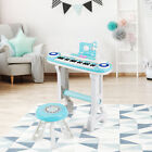 37-key Kids Piano Keyboard Playset Electronic Organ Light W  Microphone   Stool