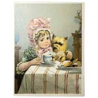 Dwinell Hayward   Co Royal Java Finest Coffee Young Girl Having Tea With Dog