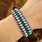 Vintage Southwestern Sterling Silver Turquoise Handmade Cuff Bracelet 32 7g