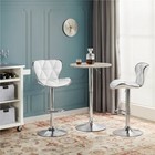 Adjustable Mid-back Faux Leather Bar Stool Set Of 2 Swivel Kitchen Counter Stool