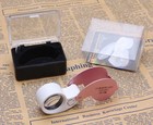 2 Led Lights 40x 25mm Magnifier Loupe Eye Glass Lens Pocket Size For Jeweler New