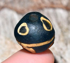 Ancient Blue Islamic Wound Glass Bead W Cane Eyes Excavated Mali  African Trade