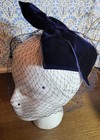 Vintage Union Made Usa Hat Fascinator Veil Blue Velour Bow Womens 50s 