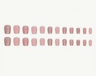24 Pcs Short Square Pink Glitter Press On Nails