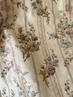 Antique French Circa 1900 Floral Cotton Fabric  blue Tan Brown unused Old Stock