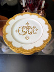 Set Of 4 Antique Jean Pouyat Limoges Dinner Plates Heavy Gold Gilt Monogram 9 5   