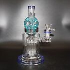 8  Gorgeous Glass Water Pipe Blue Percolator Bong Smoking Hookah Bubbler W bowl
