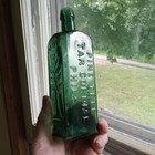 Teal Small Size 7 1 2  Wishart s Pine Tree Tar Cordial Patent 1859 Emb Pine Tree