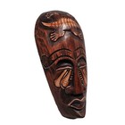 Lizard Wood Mask Folk Art Wall Hanging African Tribal Hand Carved Safari Tiki