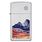Zippo Slim Landscape Design  High Polish Chrome Finish  Windproof Lighter  49412