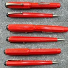 Vintage Japanese Lever Fill Fountain Pen Pencil Set- Red Faceted Patterned 1930s