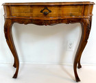 Mid-century Italian Louis Xv Walnut Marquetry Demilune Console Table