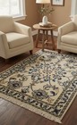 Handmade Cream Indo-nain Wool Rug Classic Floral Design Oriental Carpet 1x3 Ft