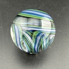 Contemporary Handmade Art Glass Marble 1 03  Green Blue Purple Chaos Swirl Mib