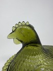 Indiana Glass 1970s Olive Green Hen On Nest With Beaded Edge 7  Trendy 
