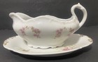 Theodore Haviland Limoges Pink Floral Gravy Boat   Underplate  France Bone China