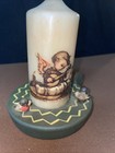 Mj Hummel Candle Vintage Germany  Angel Playing Guitar To Baby With Wooden Stand
