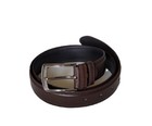 Men s Leather Belt Dark Brown-with Silver Tone Buckle