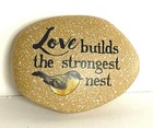 Ganz Little Birds Stone  love Builds The Strongest Nest  Resin Token Rock Look