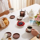 Set Of 6 Wooden Coasters With Holder - Coffee Table Coasters For Drinks  Modern