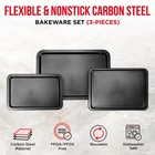 Nonstick Carbon Steel Bakeware Set Cookie Sheets Oven Baking Pans 3 Pieces