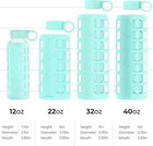 40 32 22 12 Oz Borosilicate Glass Water Bottles With Volume Markers  Silicone   