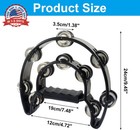 Half-moon Tambourine  Black Hand Held Percussion  Metal Jingles Single Row Tambo