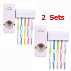 Automatic Toothpaste Dispenser   5 Toothbrush Holder Set Wall Mount Stand 2 Sets