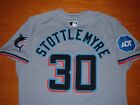 Miami Marlins Mel Stottlemyre Jr   2024 Game Issued Un Worn Jersey W holo Royals
