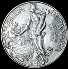 1947 Panama 1 Balboa    900 Silver   Awesome Design   Last Year Of Type