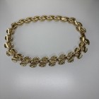 Vintage Couture Gold Tone Leaves Link Collar Necklace 17 