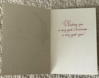 Unused Christmas Santa Face Red Hat Bell White Beard Greeting Card 1950s 1960s