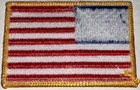 American Flag Embroidered Patch Iron-on Gold Border Usa Us United States Quality