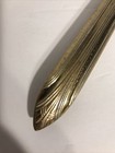 Antique Vanity Art Deco Hand Held Brass Mirror Swivel Gold Tone Rose Etching