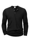 Men s Cotton Henley Shirt Long Sleeve Solid Color Casual Tee New