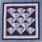Vtg   Wamsutta   fan   Quilt Pattern   Cotton Fabric Block   7 5 x7 5 