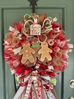 Christmas Gingerbread Decor Front Door Ribbon Wreath Handmade Large 21    Dia