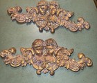 Pair Of Antique Gold Wall Pediments Ft Neoclassical Cherubs - French