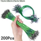 200pcs Anti Bite Steel Fishing Line Steel Wire Leader With Snap Swivel 15cm-30cm