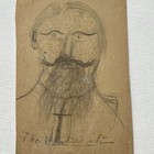 Antique Doodle Drawing Odd Funny Man Mustache Cross    the What Is It    Folk Art