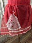 Vintage Christmas Hostess Apron Sheer Red Polka Dot Tree Pocket Bell Decoration