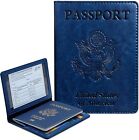 Leather Passport Holder Vaccination Card Wallet Blocking Cover Protector Slim