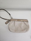 Coach Signature Wristlet Metallic Gold Leather Khaki Clutch Purse   Dust Bag 