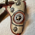 Vintage Hubley Toy Cap Gun And Double Holster Set With Orange Plug 