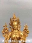 10 3  China Tibetan Buddhism Temple Bronze Gilt Green Tara Bodhisattva Statue