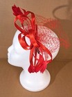 Women Feather Fascinators Red  Ribbon  Wedding - Fashion Dress 