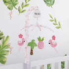 Tropical Flamingo Nursery Crib Musical Mobile With Plush Pink Flamingos  Flowers