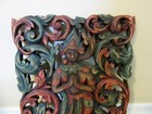 Carved Wood  Hand Painted Wall Plaque goddess  Indonesian  Thailand