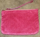 Pink Ipsy Furry Makeup Bag With Metallic Wrist Strap
