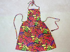 Vtg Hand Sewn Orange Hot Pepper Full Apron 1 Pocket Made By A Real Grandma -flaw
